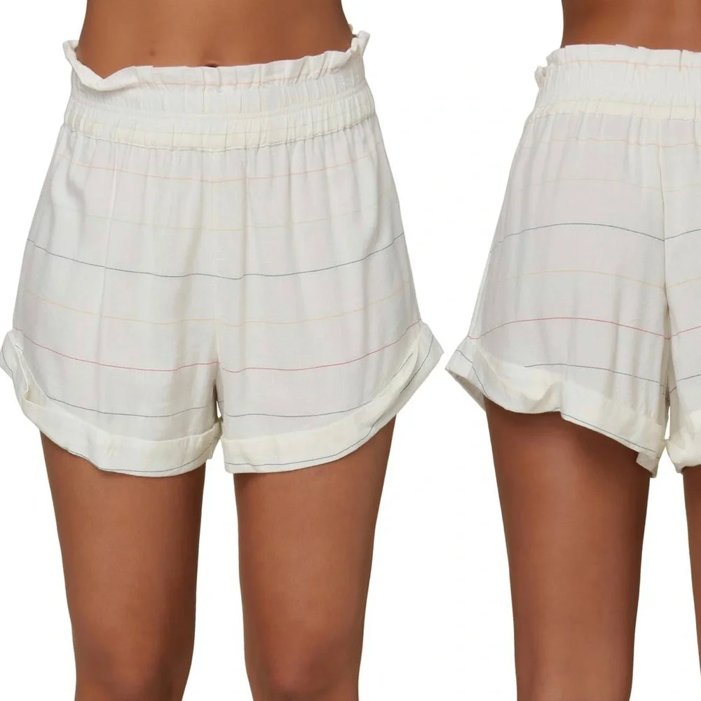 NWT O'Neill Alden Stripe Paperbag Waist Woven Shorts - Picture 1 of 4